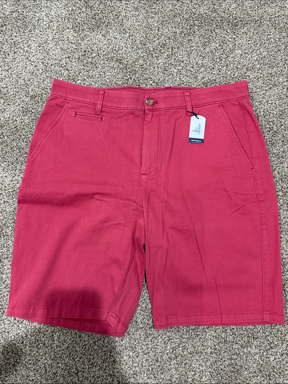 johnnie-O Red Flat Front Chino Shorts